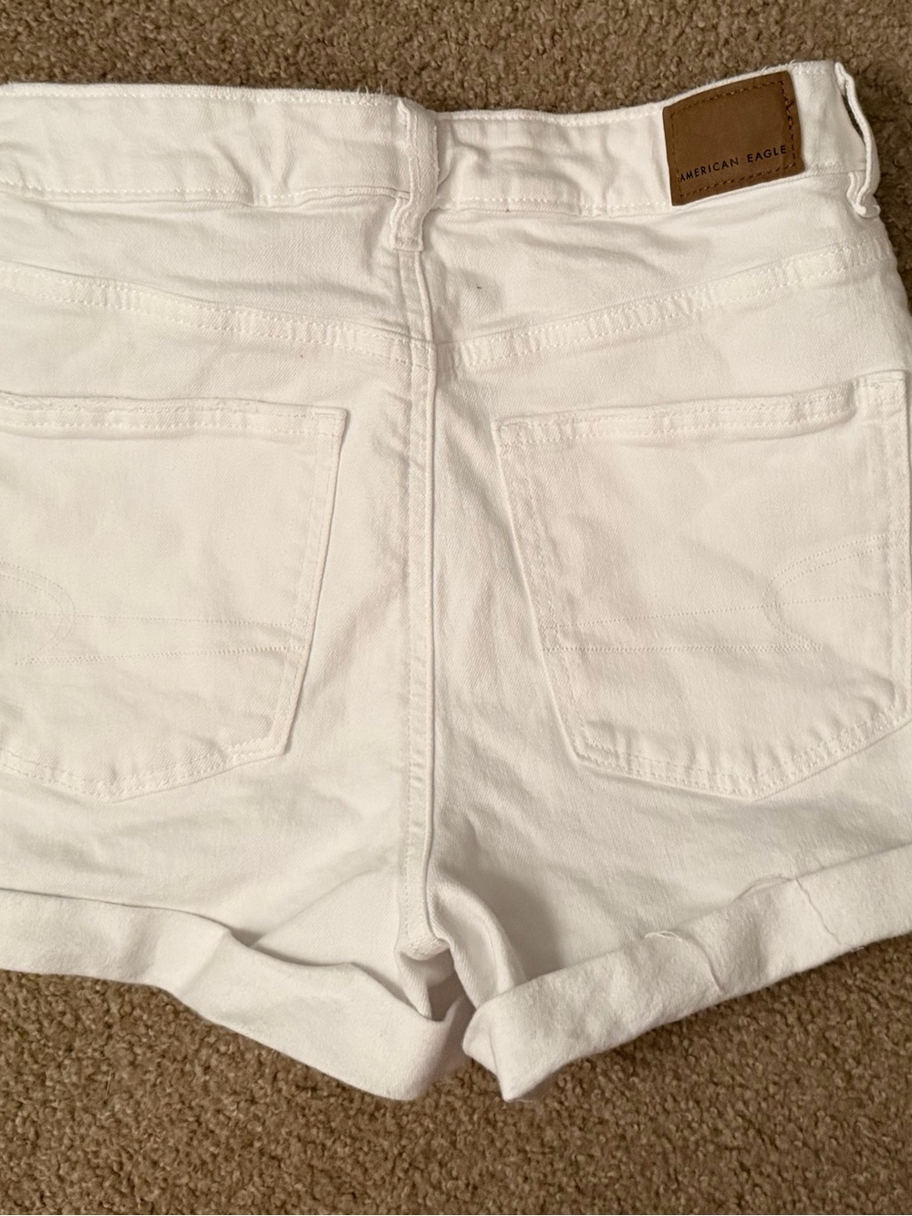 American Eagle White High-Waist Rolled-Hem Denim Shorts